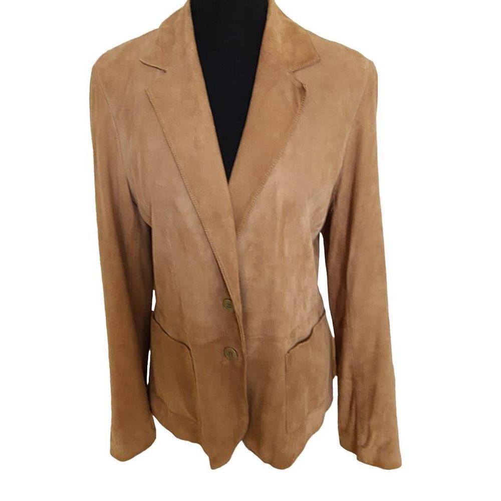 Vakko Sport Womens Suede Button Front Blazer Jacket Size 10